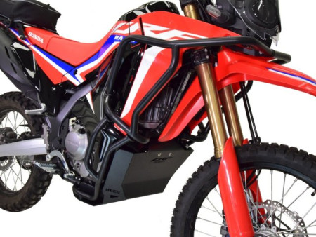 Bukócső Bunker szett Honda CRF 300 Rally, fekete + Alumínium fekete motorvédő + csúszkák bukócsőhöz