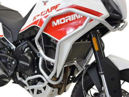 Bukócső MOTO MORINI X-CAPE 650, felső és alsó, ezüst