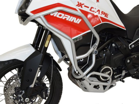 Bukócső MOTO MORINI X-CAPE 650, felső és alsó, ezüst
