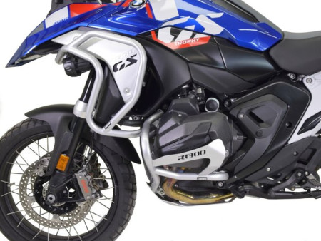 Bukócső BMW R 1300 GS, felső és alsó Basic, ezüst + csúszkák bukócsőhöz