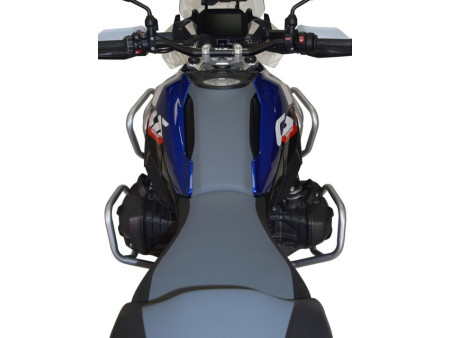 Bukócső BMW R 1300 GS, felső és alsó Bunker, ezüst + csúszkák bukócsőhöz