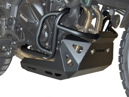 Bukócső Benelli TRK 702 / 702X, alsó fekete + alumínium fekete motorvédő
