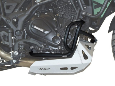 Bukócső Benelli TRK 702 / 702X, alsó fekete + nyers alumínium motorvédő