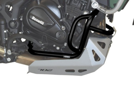 Bukócső Benelli TRK 702 / 702X, alsó fekete + acél ezüst motorvédő