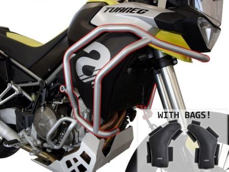 Felső bukócső szett Aprilia Tuareg 660, ezüst +táskák