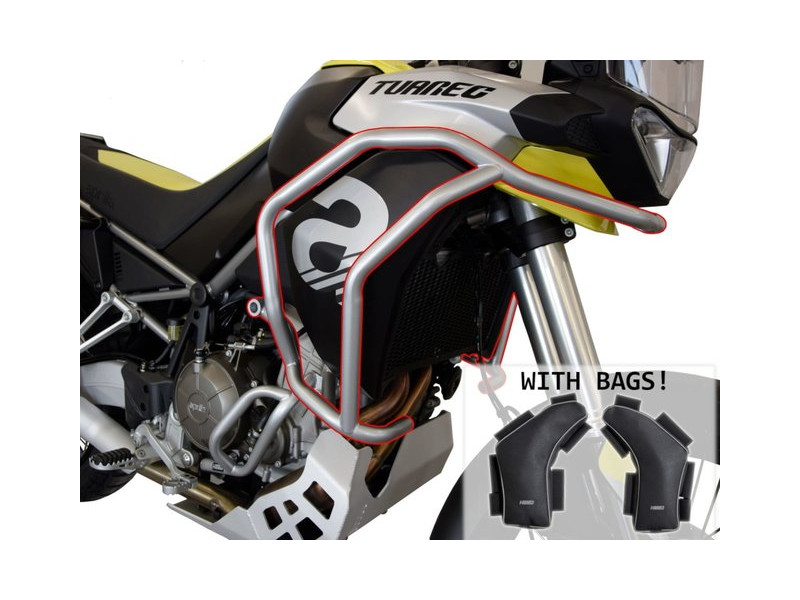Felső bukócső szett Aprilia Tuareg 660, ezüst +táskák